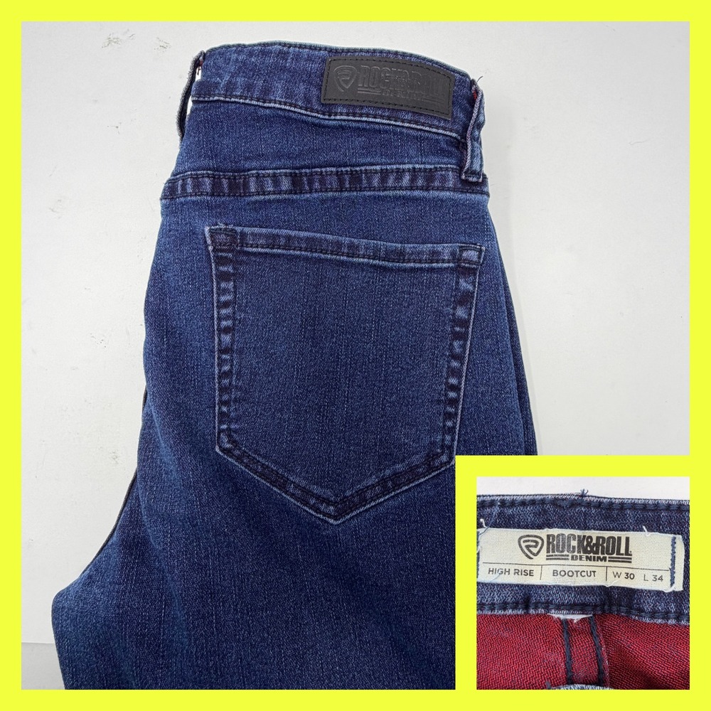 Rock & Roll Denim Bootcut Jeans Womens 30 Dark Wash High Rise BW4HD05646